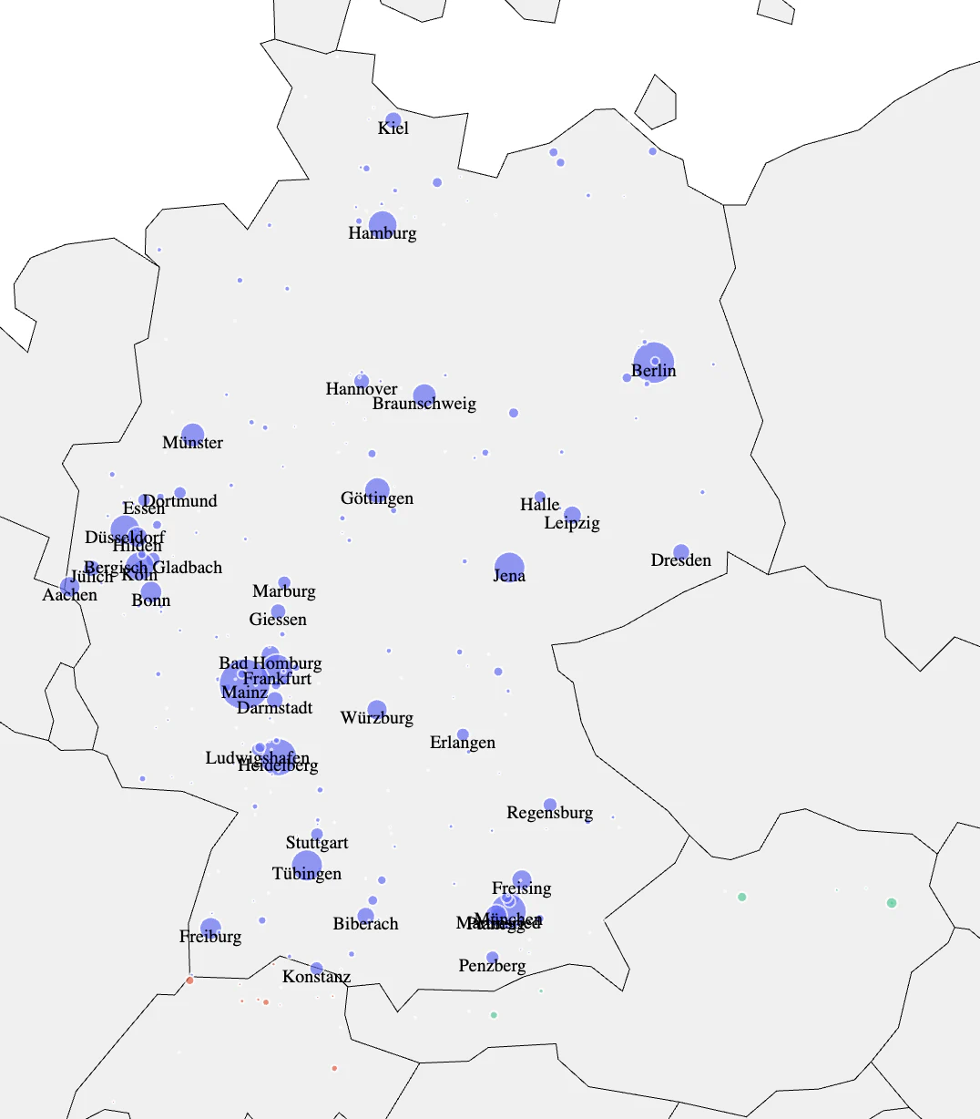 Bionformatics Jobs Bubble Map