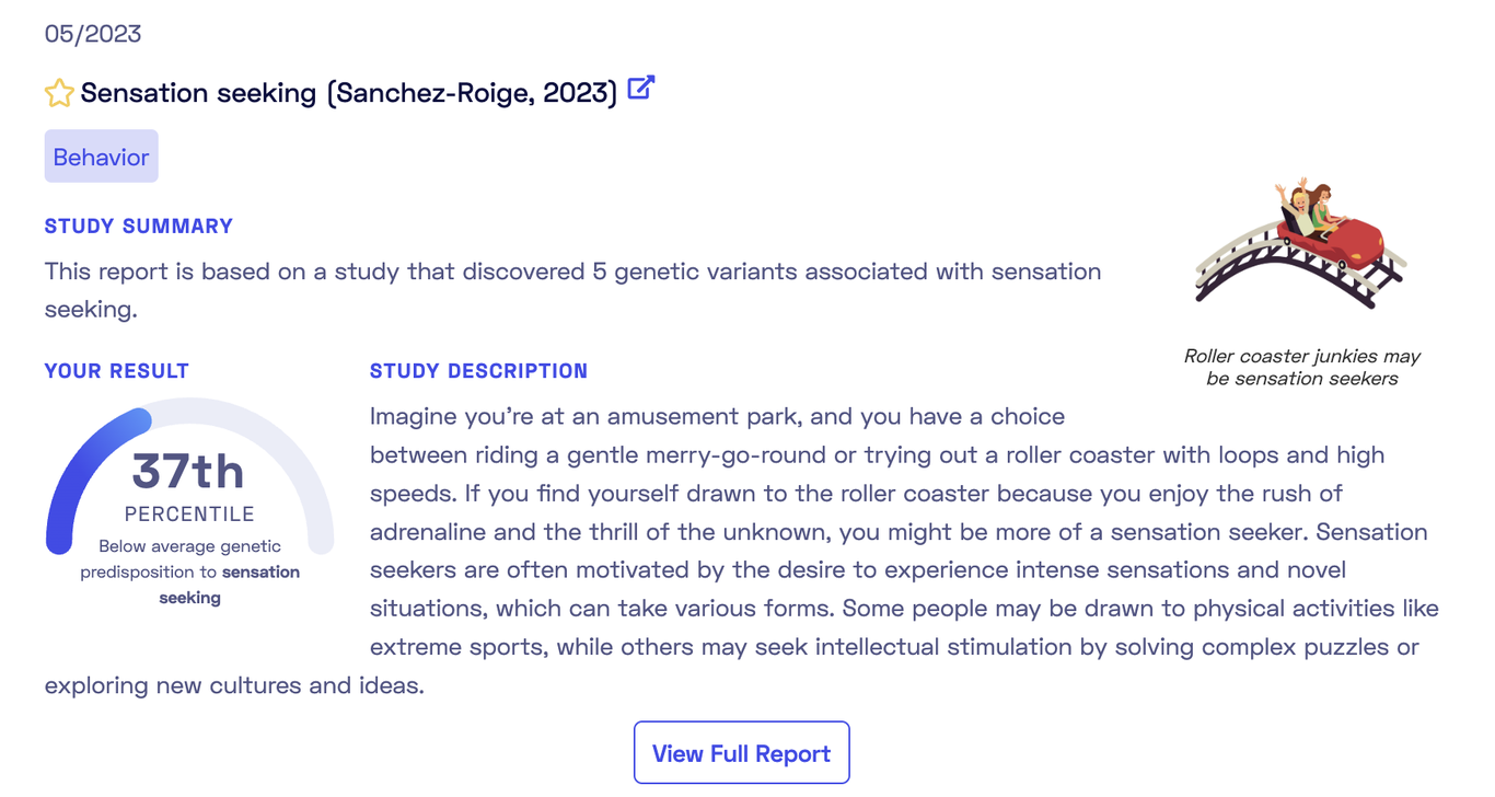 Overview of NG report on sensation seeking